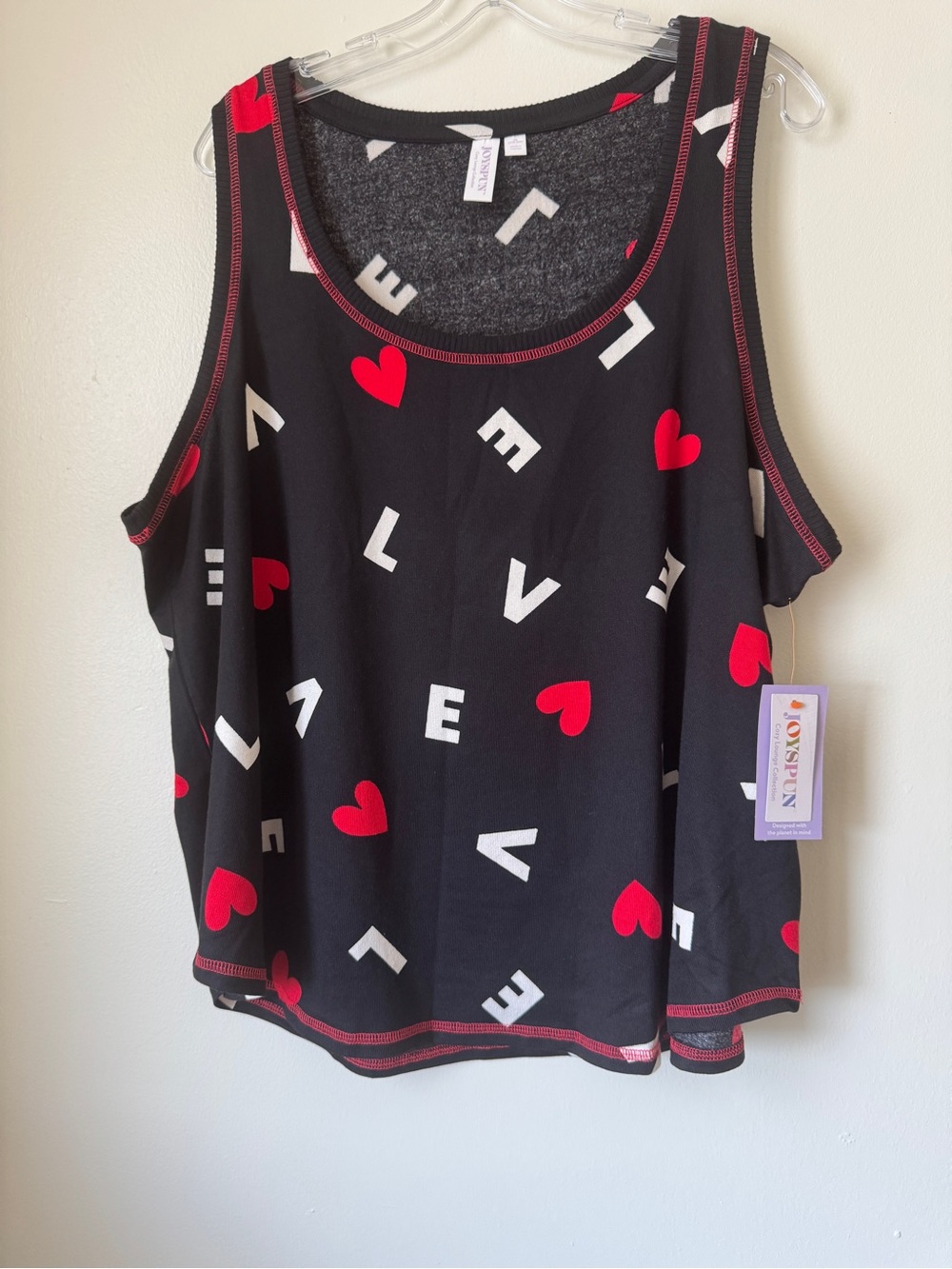 Joyspun Love Heart Print Lounge Tank Top 3X 22W-24W NWT